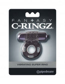 Fantasy C-Ringz Vibrating Super Ring Black in packaging for erection support and amazing vibrations