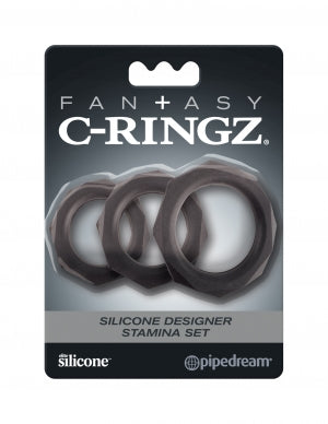 Pipedream Products Fantasy C-Ringz Silicone Designer Stamina Set Black at $6.99