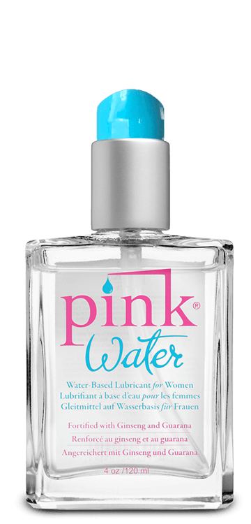 Pink Water Intimate Lubricant 4 fl oz glass bottle with pump for women