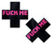 Pastease Plus X Liquid Black Cross with Pink F*ck Me Nipple Pasties at $7.99