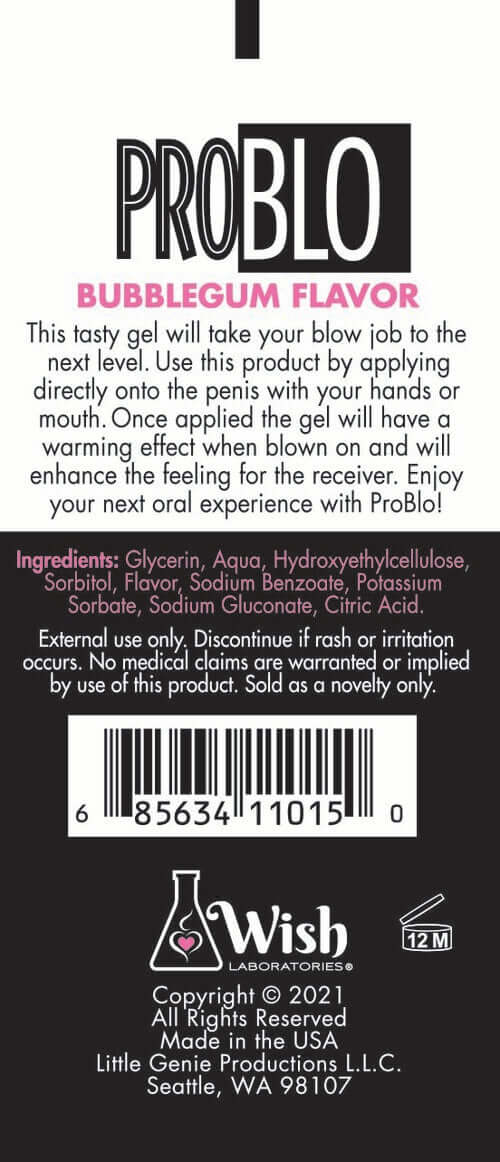 Little Genie Problo Oral Pleasure Gel Bubblegum Flavor 1.5 Oz at $9.99