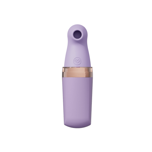Sweet Secret Massager with dual stimulation in a purple and gold design for clitoral suction and wand vibration.