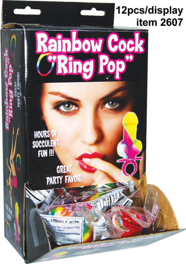 HOTT Products Rainbow Cock Ring Pop 12 Pc Display at $34.99