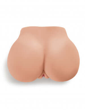 Pipedream Extreme Toyz Dirty Talk Interactive Fuck Me Silly Super Stroker Beige in Fanta Flesh material shaped like a woman's hips and buttocks.