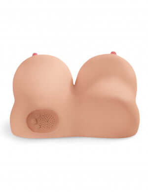 Pipedream Extreme Dirty Talk Interactive Titty Fuck Her Stroker in beige with Fanta Flesh material and built-in speaker.