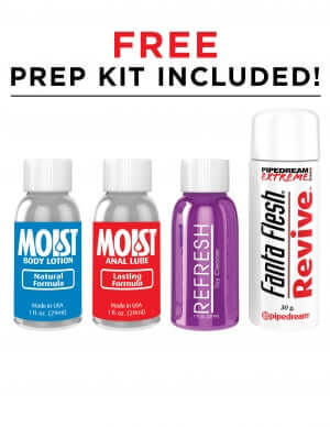 Free prep kit with body lotion, anal lube, Refresh cleaner, and Fanta Flesh Revive included