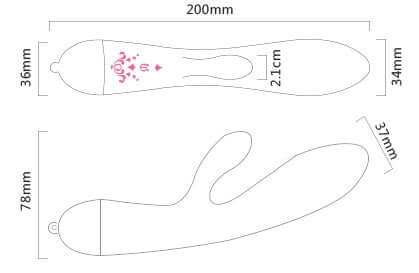 Dimensions and design of the ZALO Rosalie Rabbit App-controlled Rechargeable Vibrator in Royal Blue with dual motors.