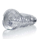 Screw’d Spiral Joy Toy Clear by Oxballs, a transparent textured male pleasure device with a spiral core for enhanced stimulation.