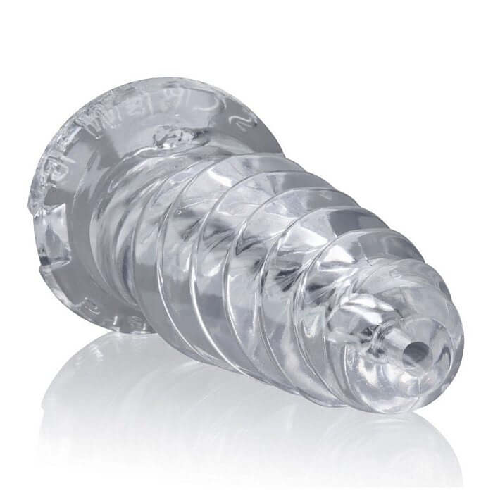 Screw’d Spiral Joy Toy Clear from Oxballs with textured spiral design for enhanced pleasure and grip.