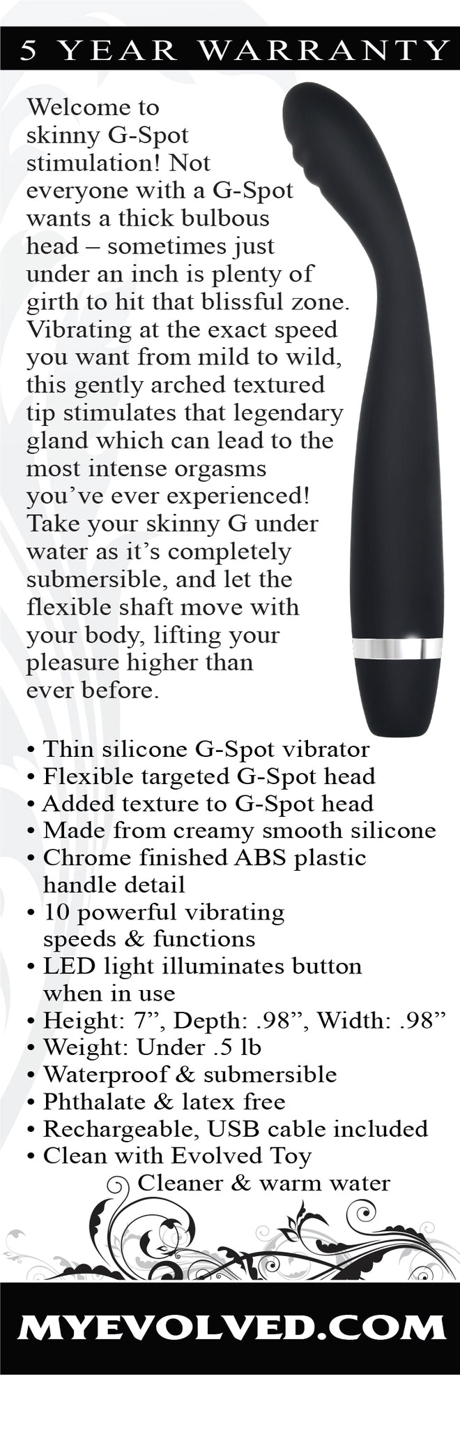 Evolved Novelties Evolved Skinny G G-Spot Vibrator Black at $27.99