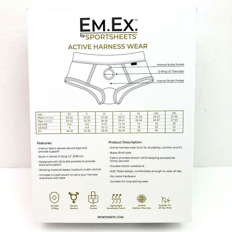 Sportsheets Em Ex Gray Fit Active Harness Wear Medium Strap On