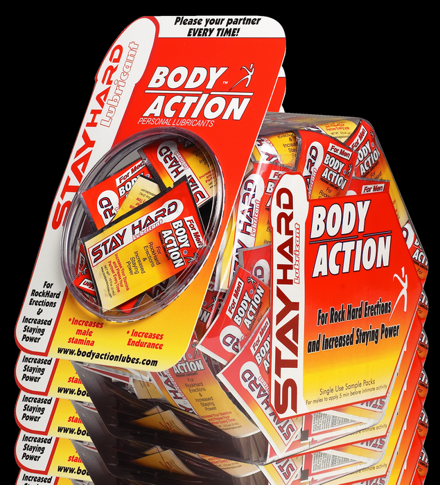 Body Action Products STAY HARD SAMPLE PACKET 50PC FISHBOWL DISPLAY at $60.99