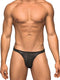 Male Power Stretch Lace Bong Thong in Black Small Medium modeling on a male figure showcasing its sexy design.