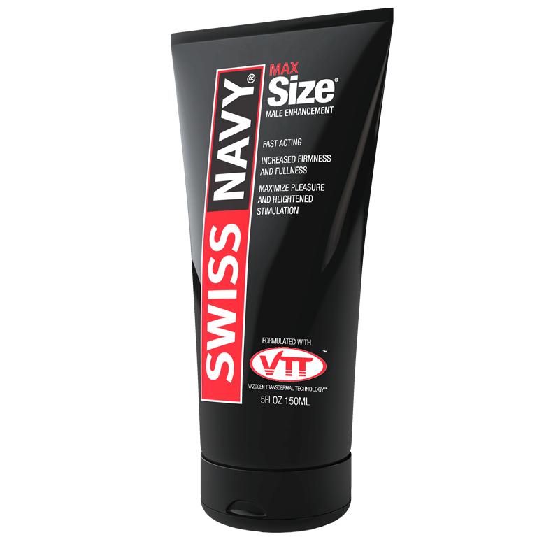 Swiss Navy Max Size 5oz male enhancement cream with fast-acting formula for increased firmness and pleasure.