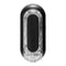 Tenga Flip Zero Gravity Black male masturbator showcasing its sleek design and unique flip-open structure for easy cleaning.