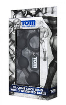 TOM OF FINLAND SILICONE COCK RING W/3 WEIGHTED BALLS-2