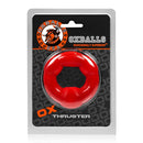 Oxballs Thruster Cock Ring Red in packaging for ultimate dick-enhancing experience.