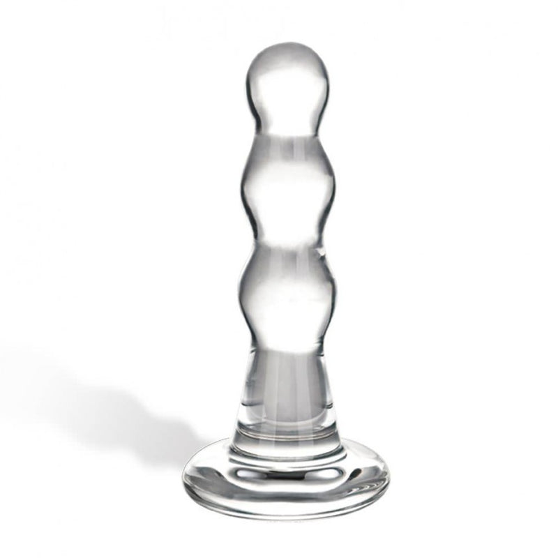 Electric / Hustler Lingerie Glas Triple Play Beaded Butt Plug Glass at $23.99