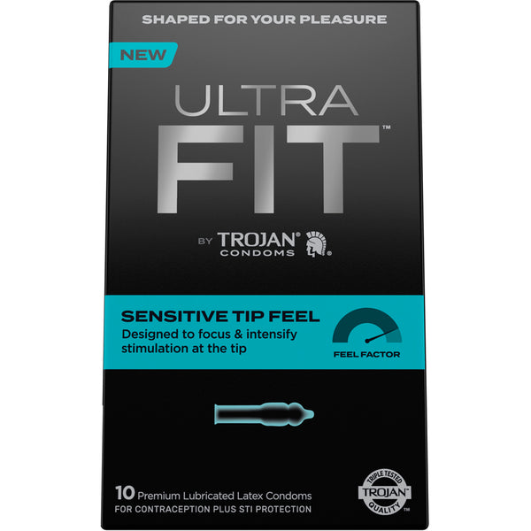 Trojan Brand Latex Condoms Ultra Fit Sensitive Tip 10 Count