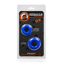 Truckt 2 Piece Cock Ring Set Blue packaging featuring two blue rings for versatile grip on cock and balls, enhancing performance and pleasure.