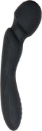 Black silicone double-ended body massager with curved design and powerful wand, by Evolved Novelties.