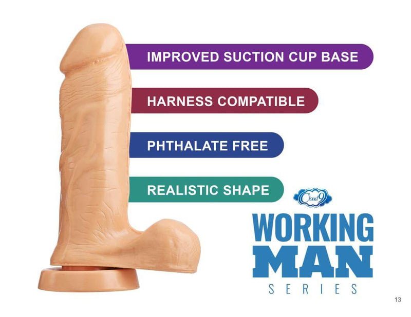 Cloud 9 Novelties Cloud 9 Working Man 6.5 inches Medium Skin Tone Tan Dildo with Balls Your Soldier at $19.99