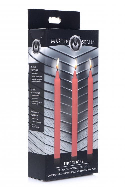 MASTER SERIES FIRE STICKS FETISH DRIP CANDLE SET OF 3 RED-1