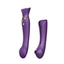 ZALO ZALO Queen Set G-spot PulseWave 17-function App-controlled Rechargeable Silicone Vibrator with Suction Sleeve Twilight Purple at $129.99